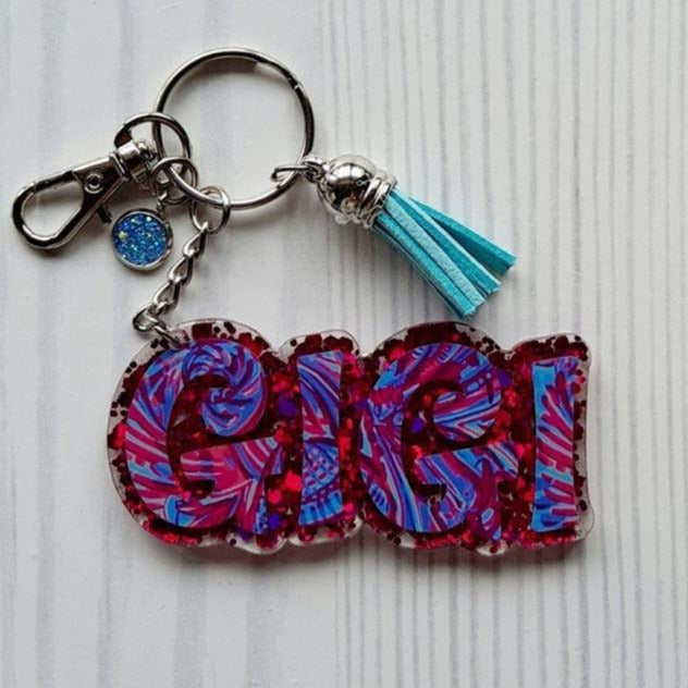 Glitter Keychain, Personalized Keychain for Women, Custom Keychain