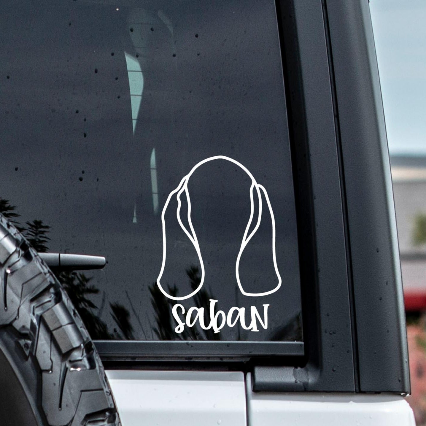 Personalized Basset Hound Dog Ear Vinyl Decal Sticker