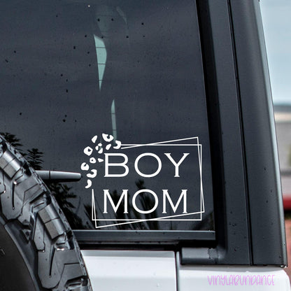 Leopard Print Boy Mom Vinyl Window Decal.