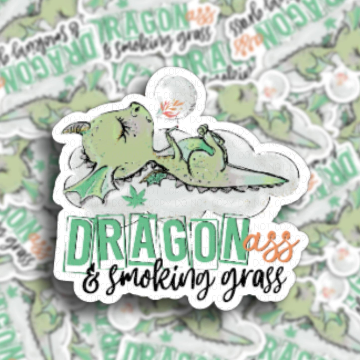 Dragon Ass and Smoking Grass Vinyl Sticker.