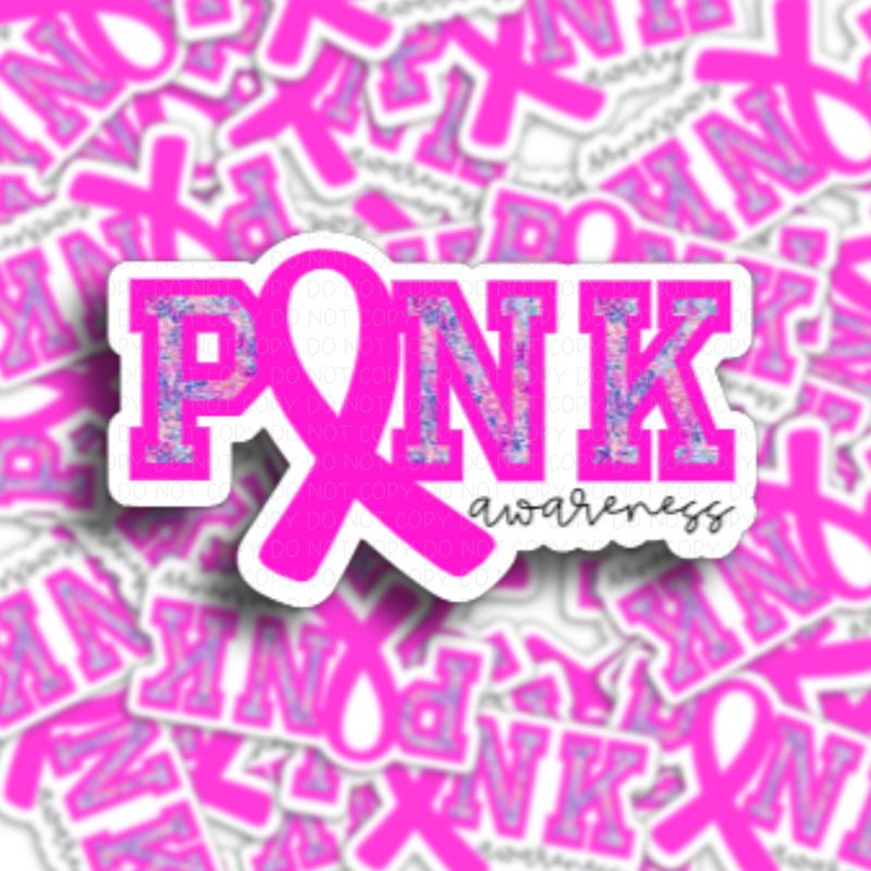 Pink Awareness Breast Cancer Vinyl Sticker.
