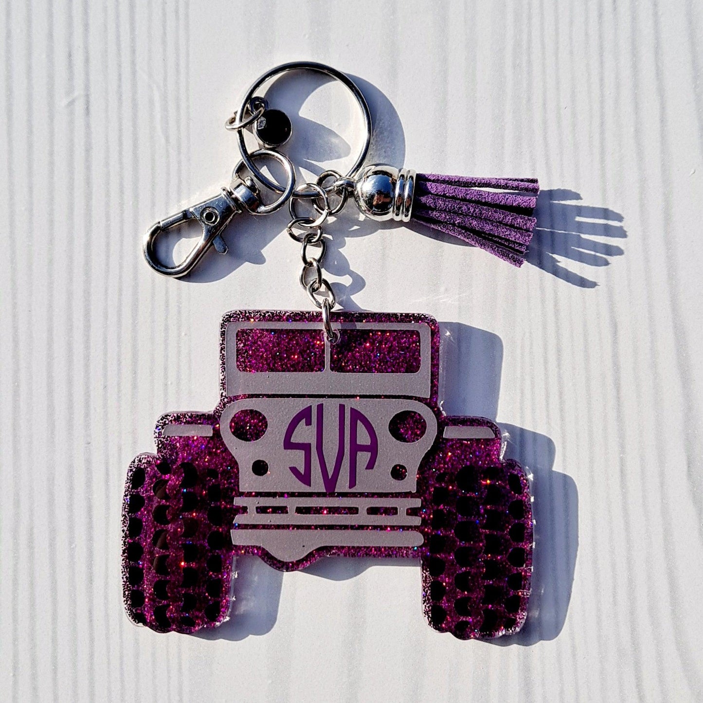 Custom Jeep Glitter Keychain.