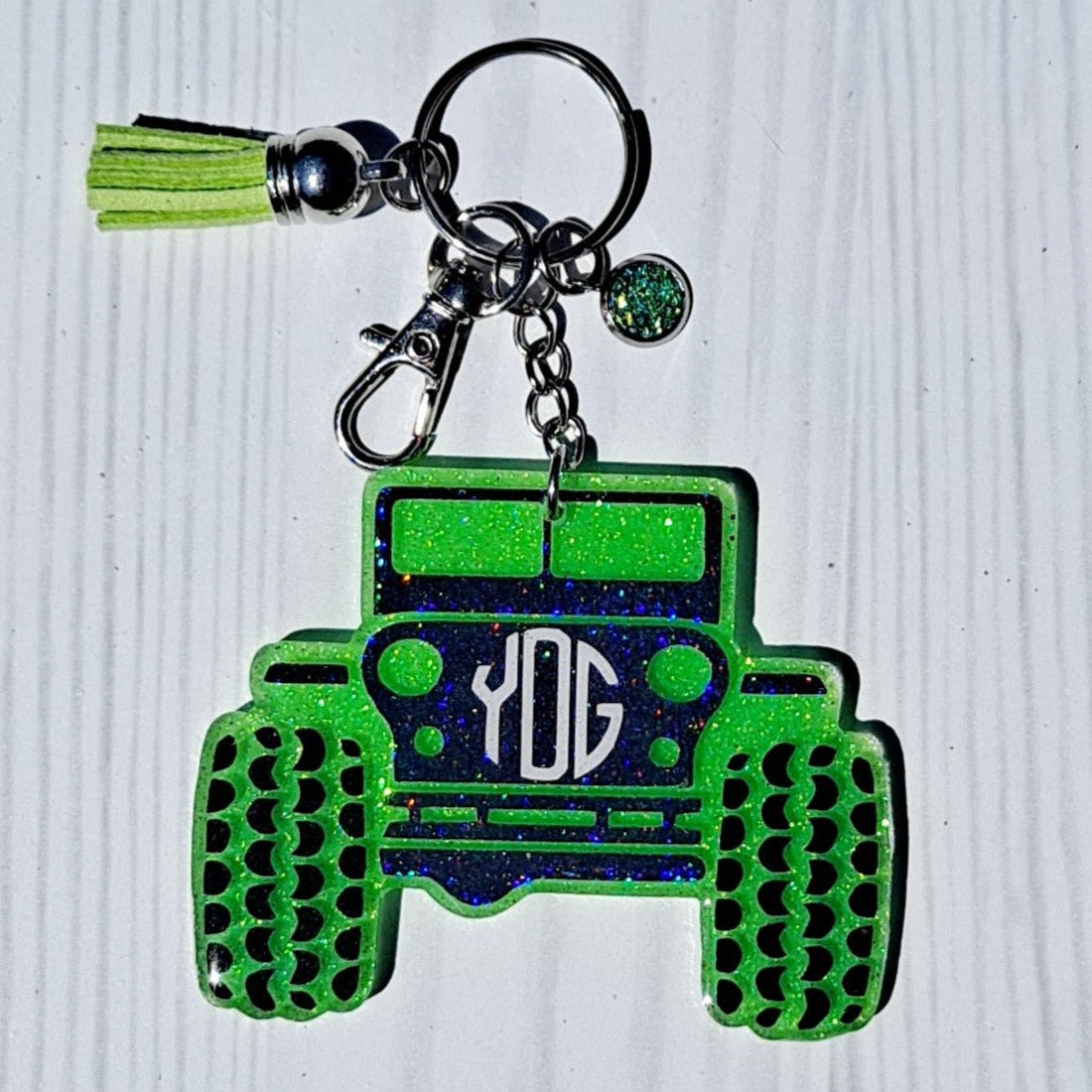 Custom Jeep Glitter Keychain.