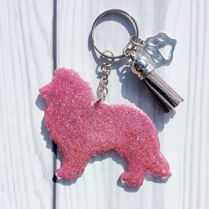 Custom Border Collie Dog Mama Glitter Keychain.