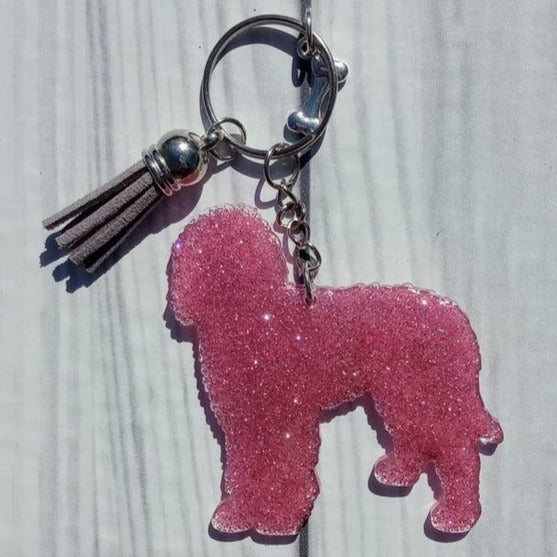 Custom Doodle Dog Mama Glitter Keychain.