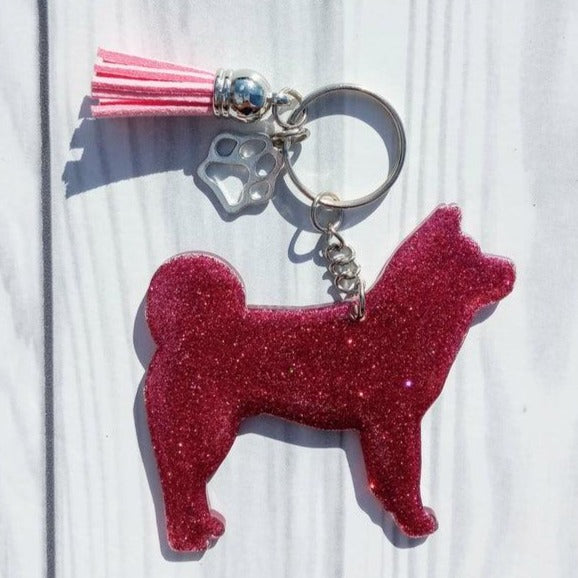 Custom Shiba Inu Dog Mama Glitter Keychain.