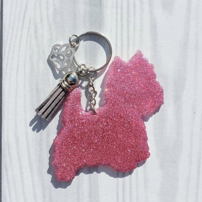 Custom West Highland Dog Mama Glitter Keychain.