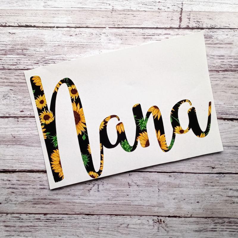 Nana Floral Vinyl Pattern Window Decal Sticker.