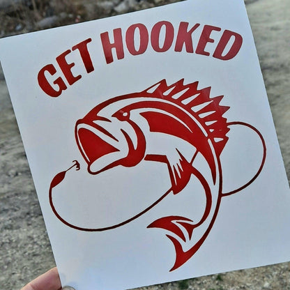 Get Hooked Vinyl Window Decal.