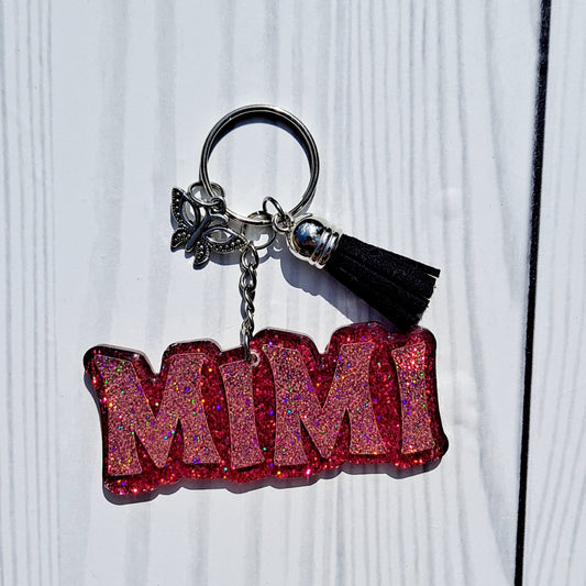 Custom Mimi Glitter Keychain.
