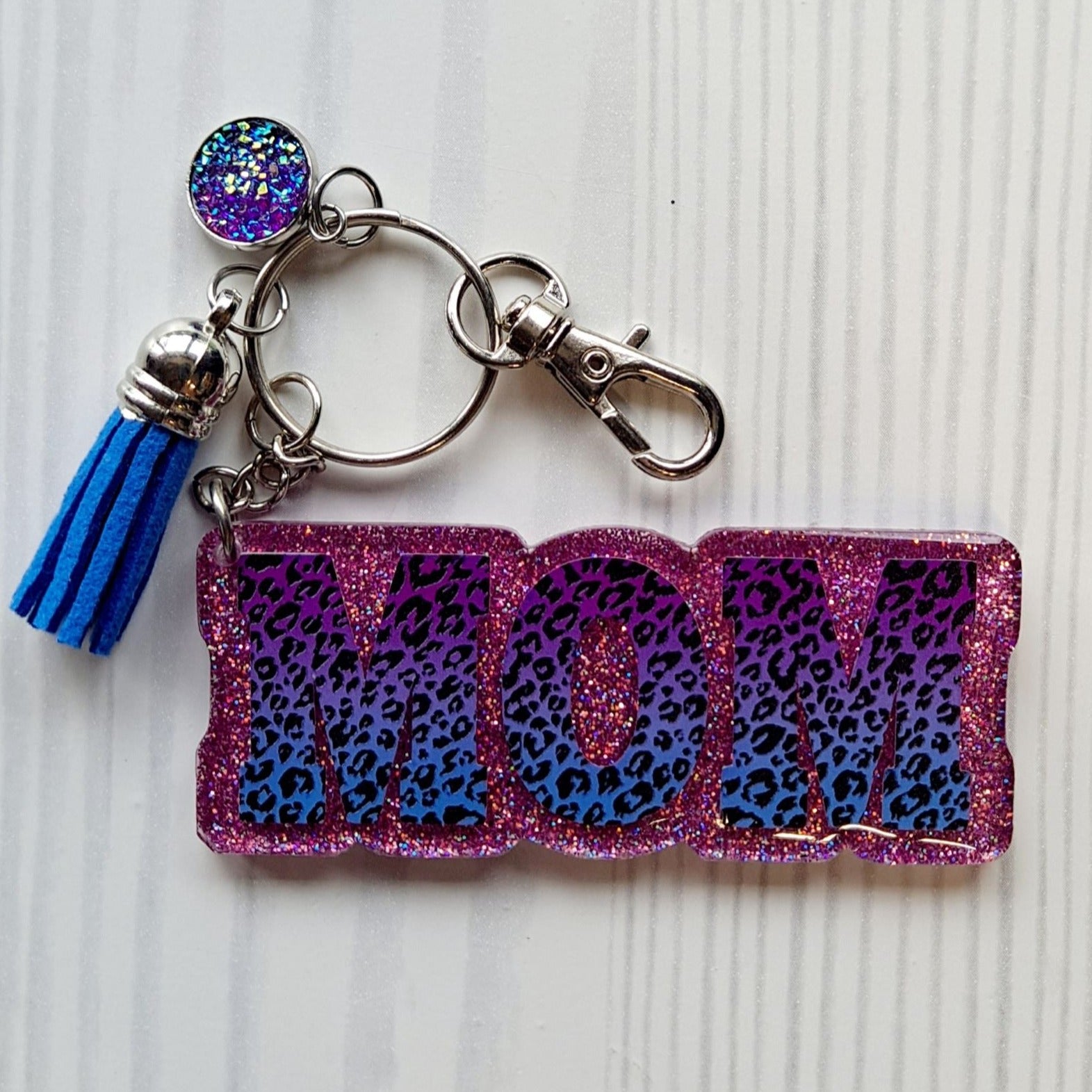 Custom Mom Glitter Keychain.