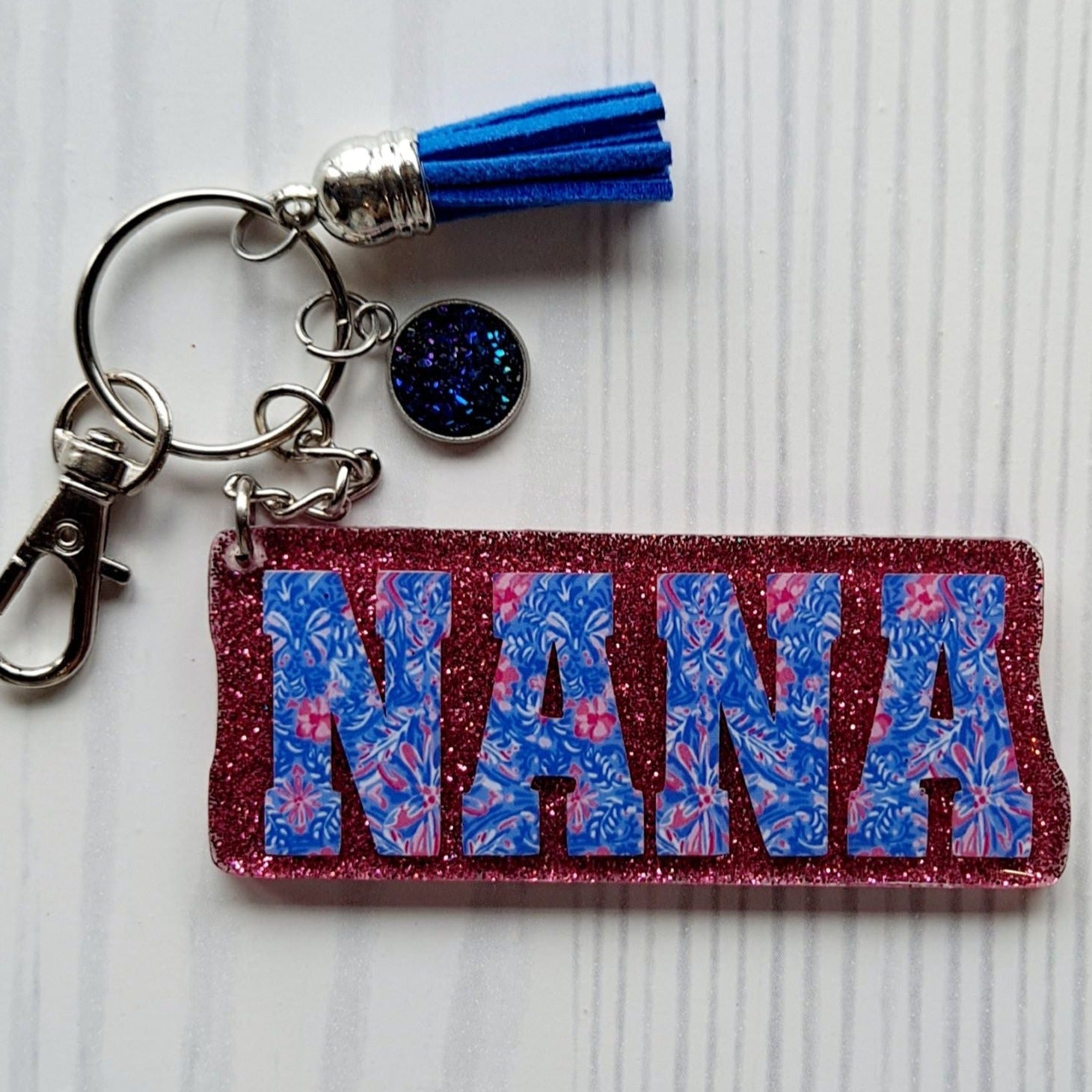 Custom Nana Glitter Keychain.