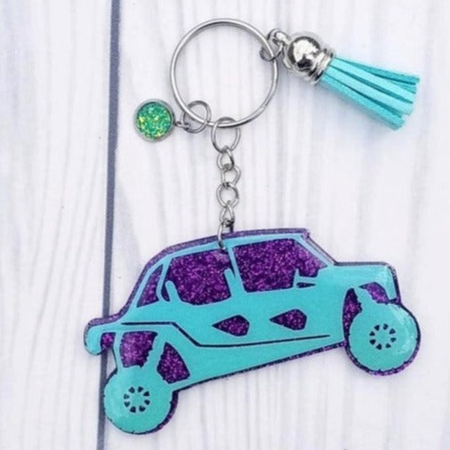 Custom Four Seater SXS Glitter Keychain.