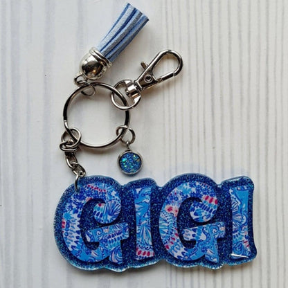 Customized Glitter Gigi Keychain.