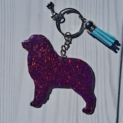 Custom Australian Shepherd Dog Mama Glitter Keychain.