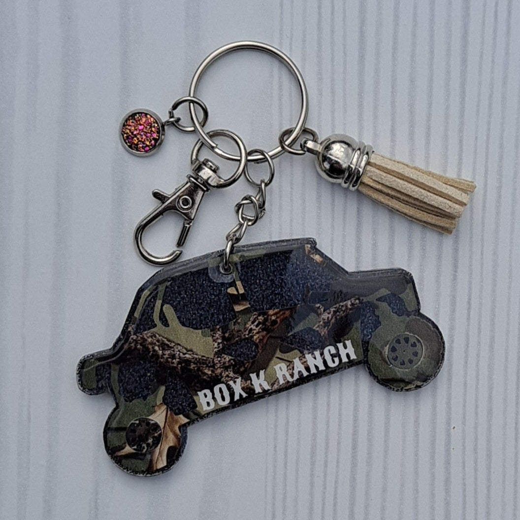 Custom Four Seater SXS Glitter Keychain.