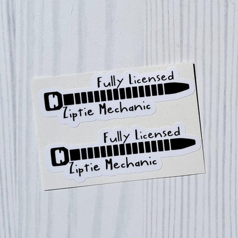 Licensed Zip-tie Mechanic Sticker.