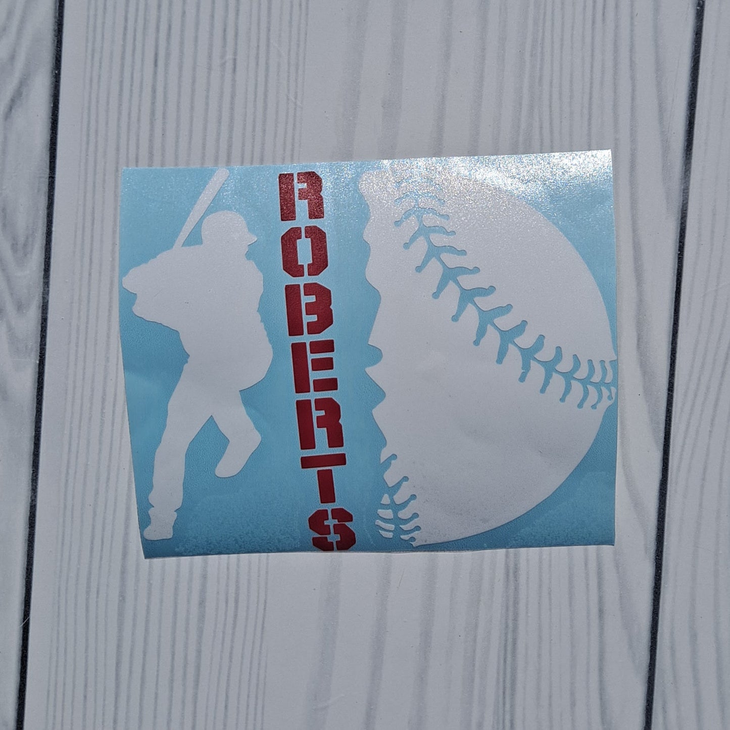 Custom Baseball Player Last Name Vinyl Decal Sticker.