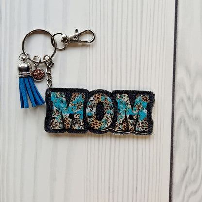 Custom Mom Glitter Keychain.